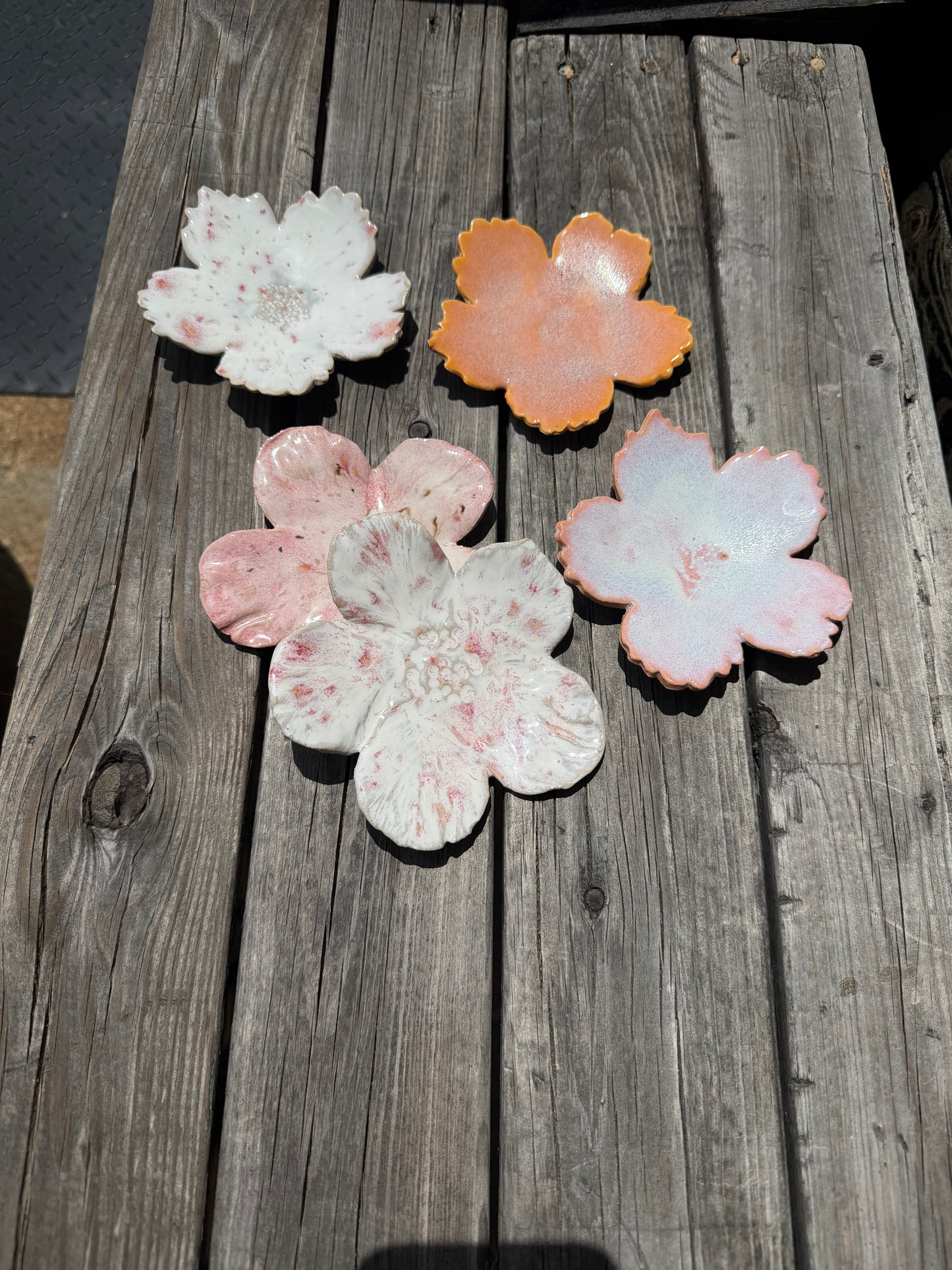 Orange Sorbet porcelain flower trinket dish
