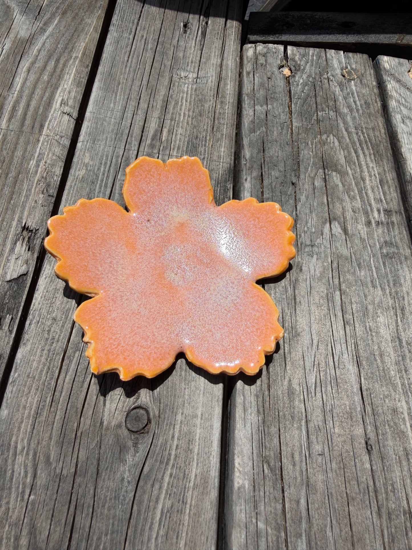 Orange Sorbet porcelain flower trinket dish