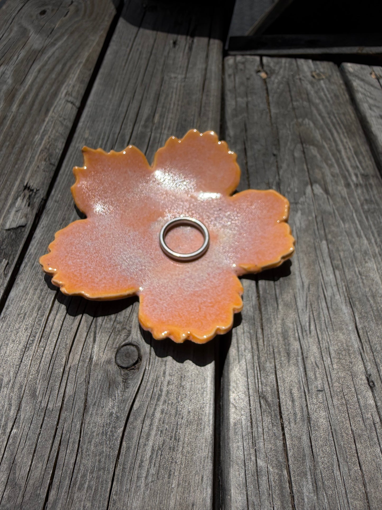 Orange Sorbet porcelain flower trinket dish