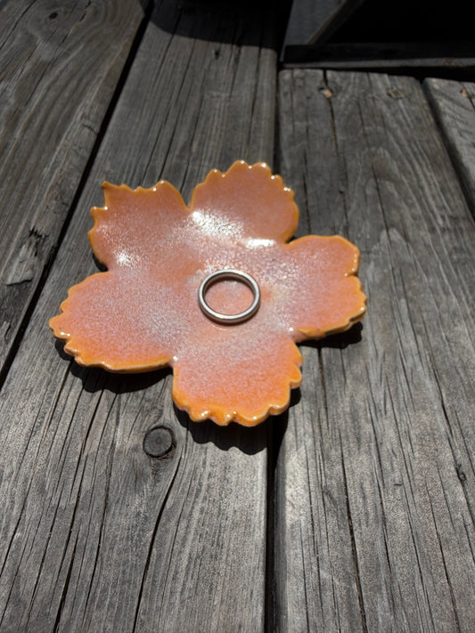 Orange Sorbet porcelain flower trinket dish