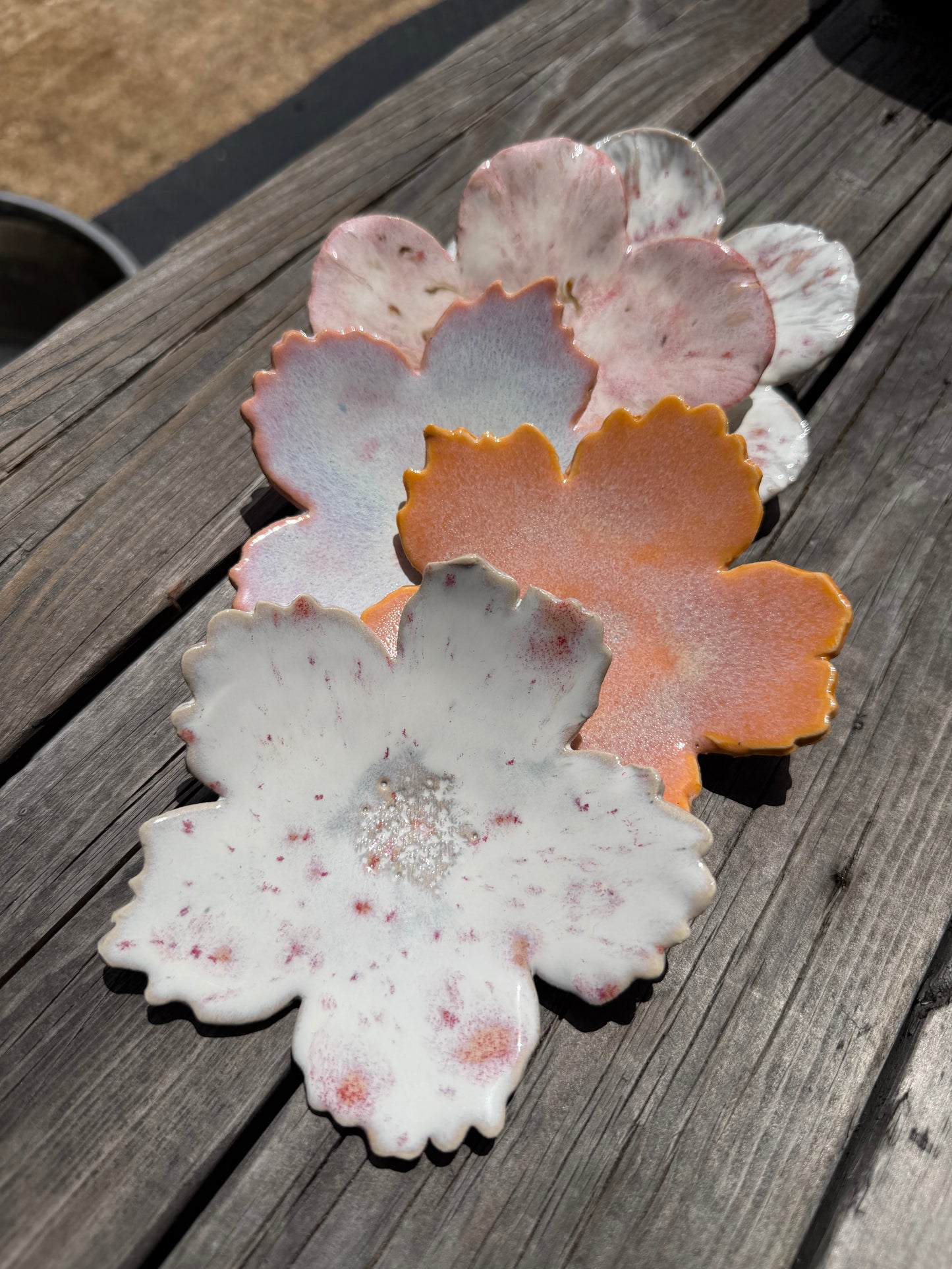 Orange Sorbet porcelain flower trinket dish