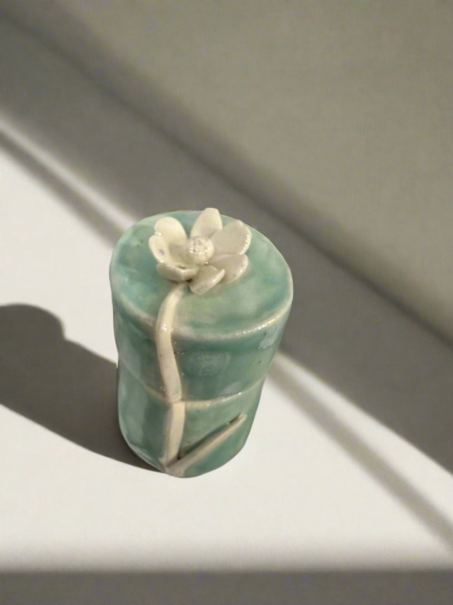 Green celadon and porcelain flower box made in Nashville