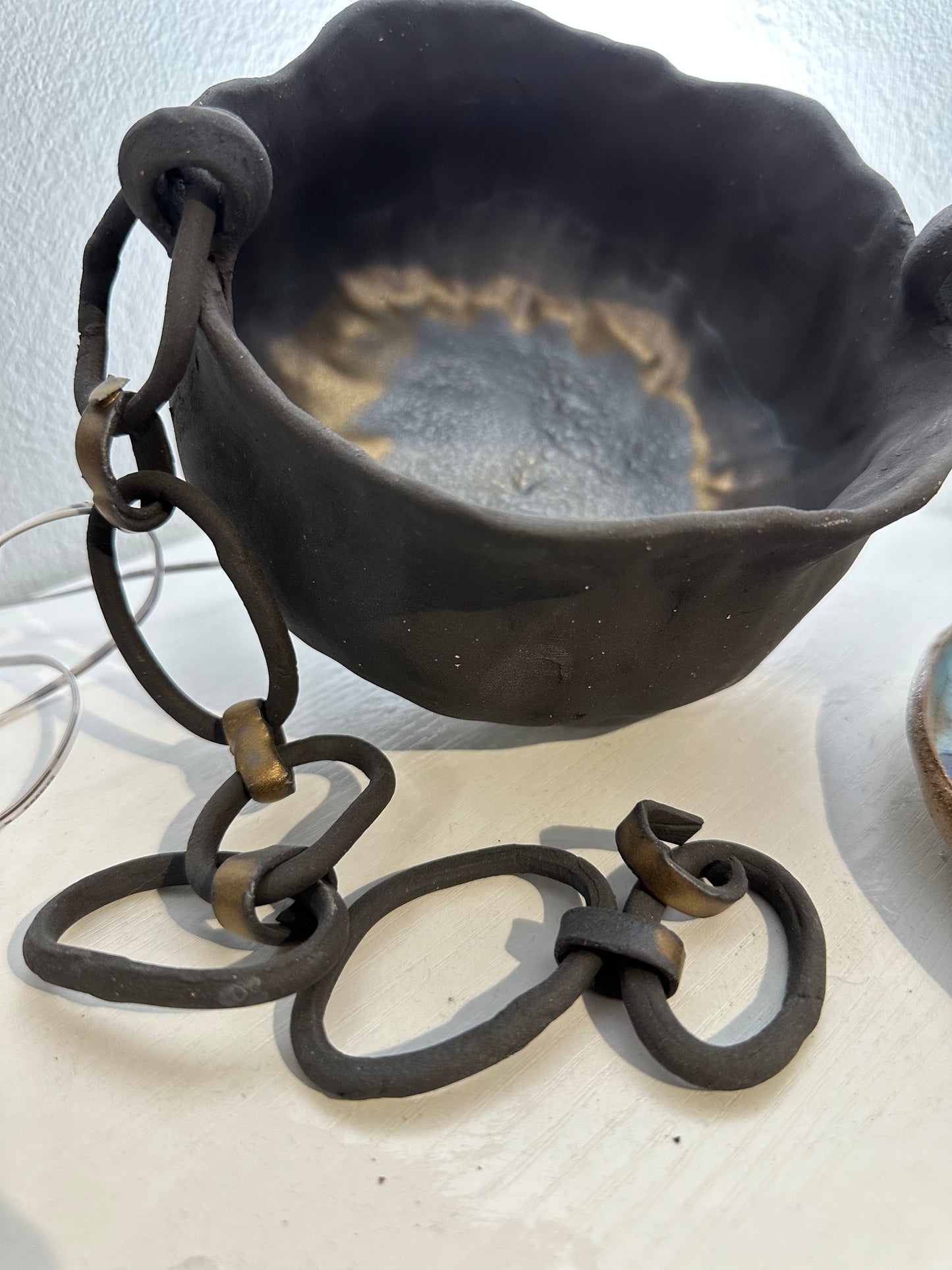 These Chains Cant Bind    Dark Clay Sculptural Vessel from my Artisan Reserve collection