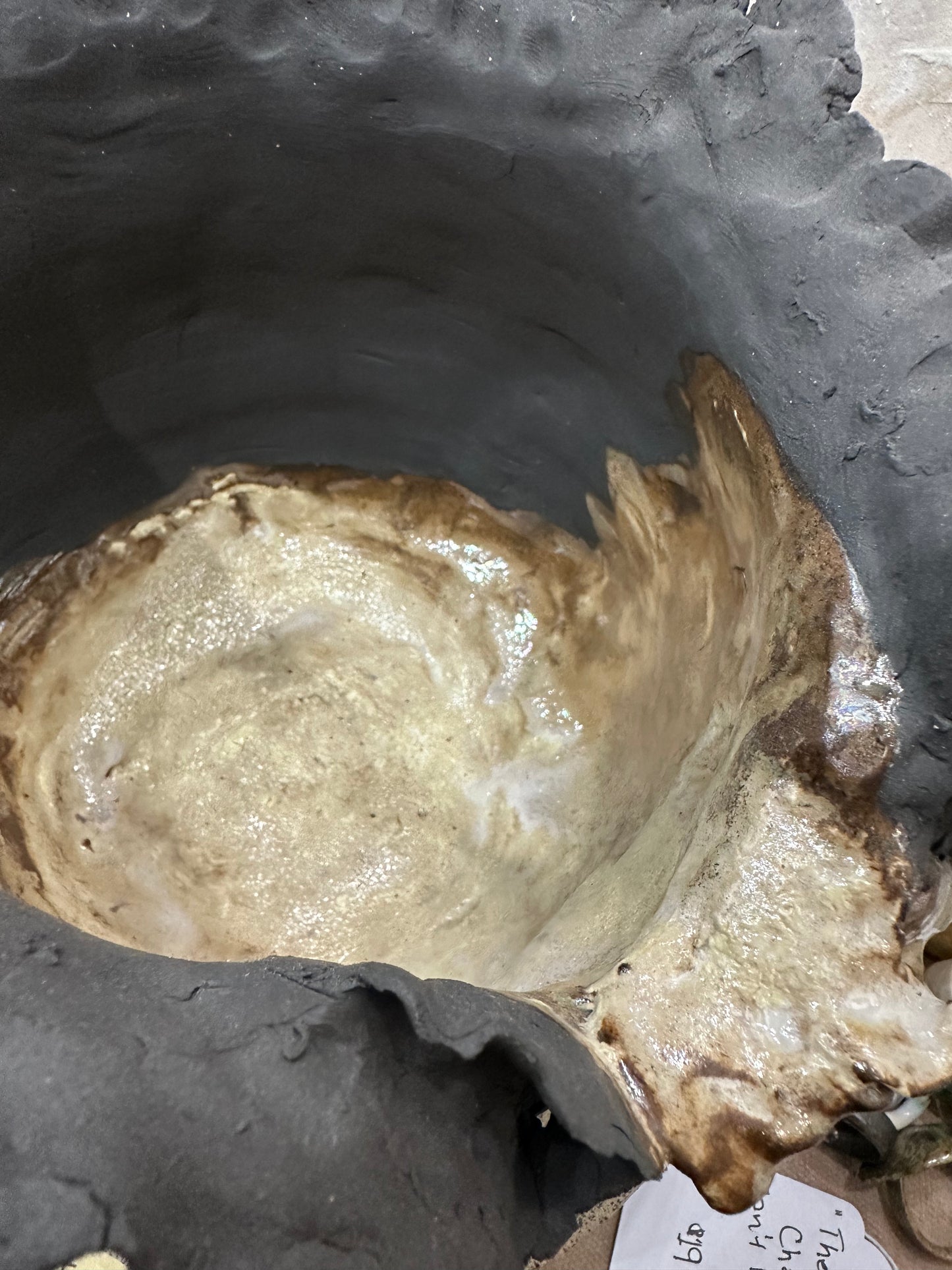 Earth's Embrace: Organic Ceramic Bowl with Molten Glass from the Artisan Reserve Collection