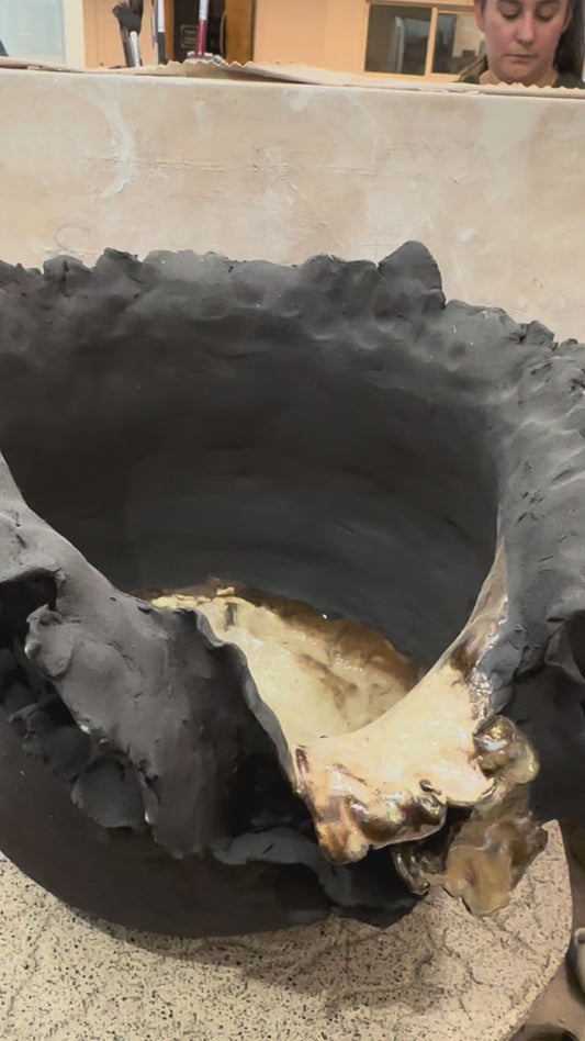 Earth's Embrace: Organic Ceramic Bowl with Molten Glass from the Artisan Reserve Collection